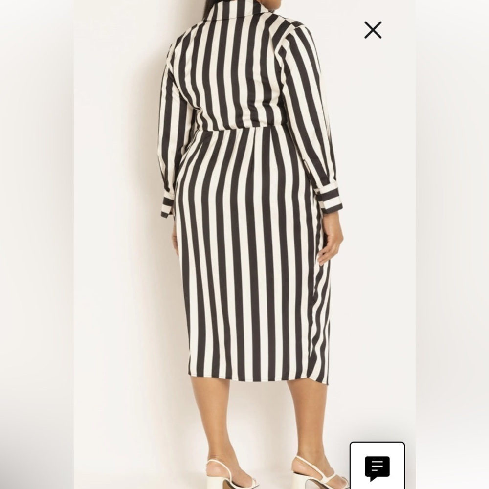 Eloquii NWT Full Sleeve True Wrap Dress Asymmetrical Black White Sz 22 Bold - Picture 3 of 16